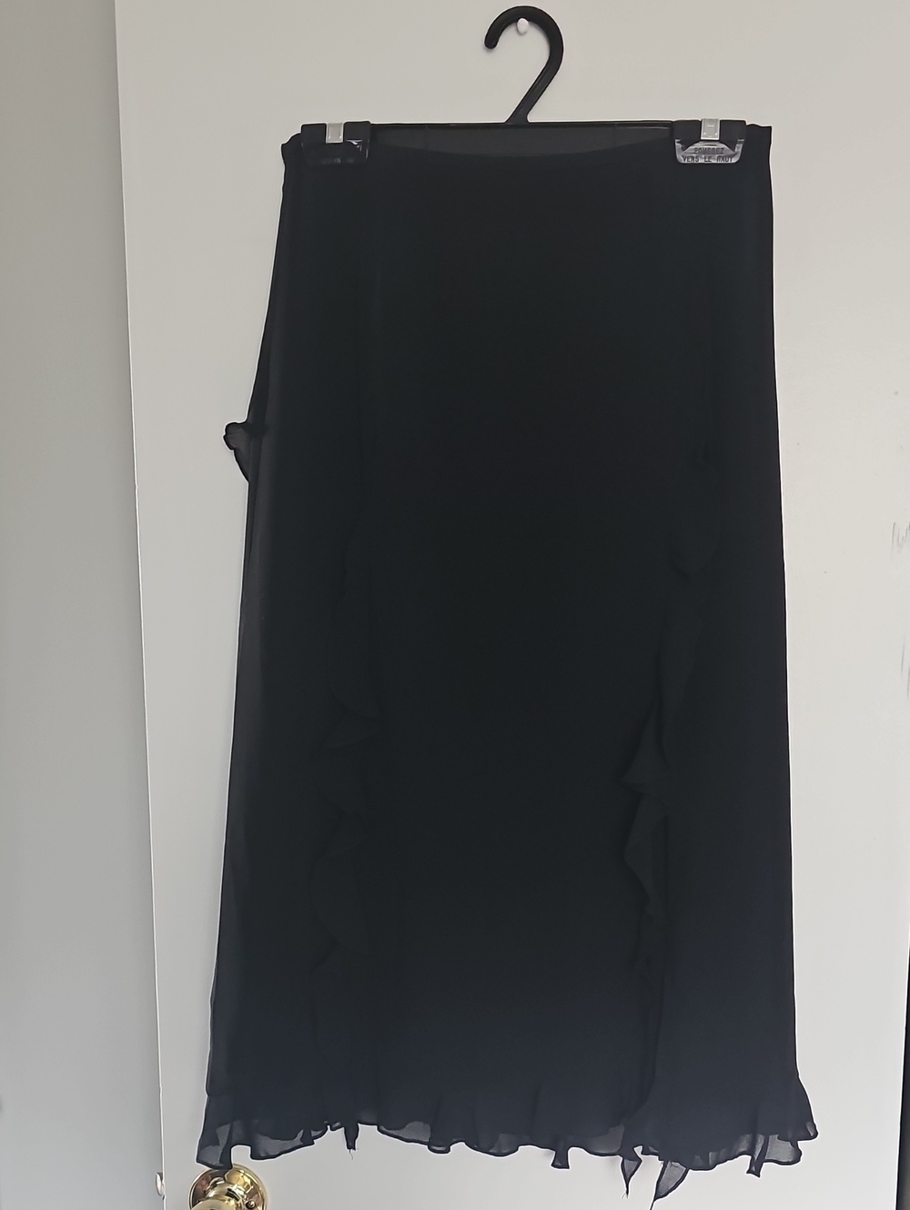OAK + FORT Black Midi Skirt with Ruffle Trim Size 4 BNWT Lined Side Slit
